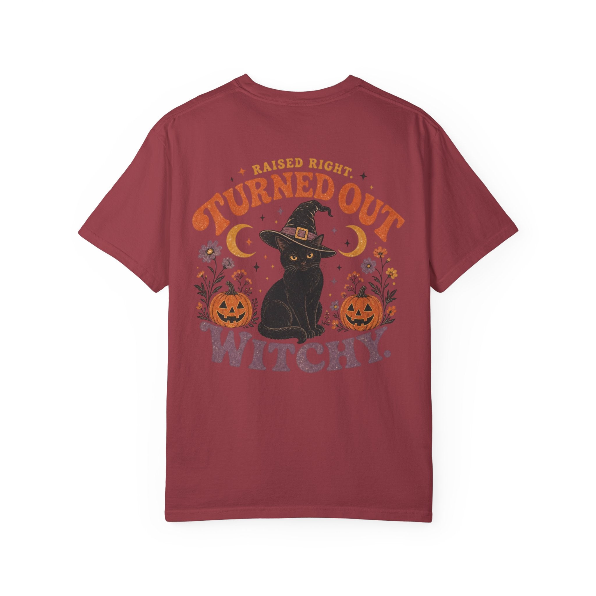 Raised Right Turned Out Witchy Shirt | Retro Halloween Cat Shirt