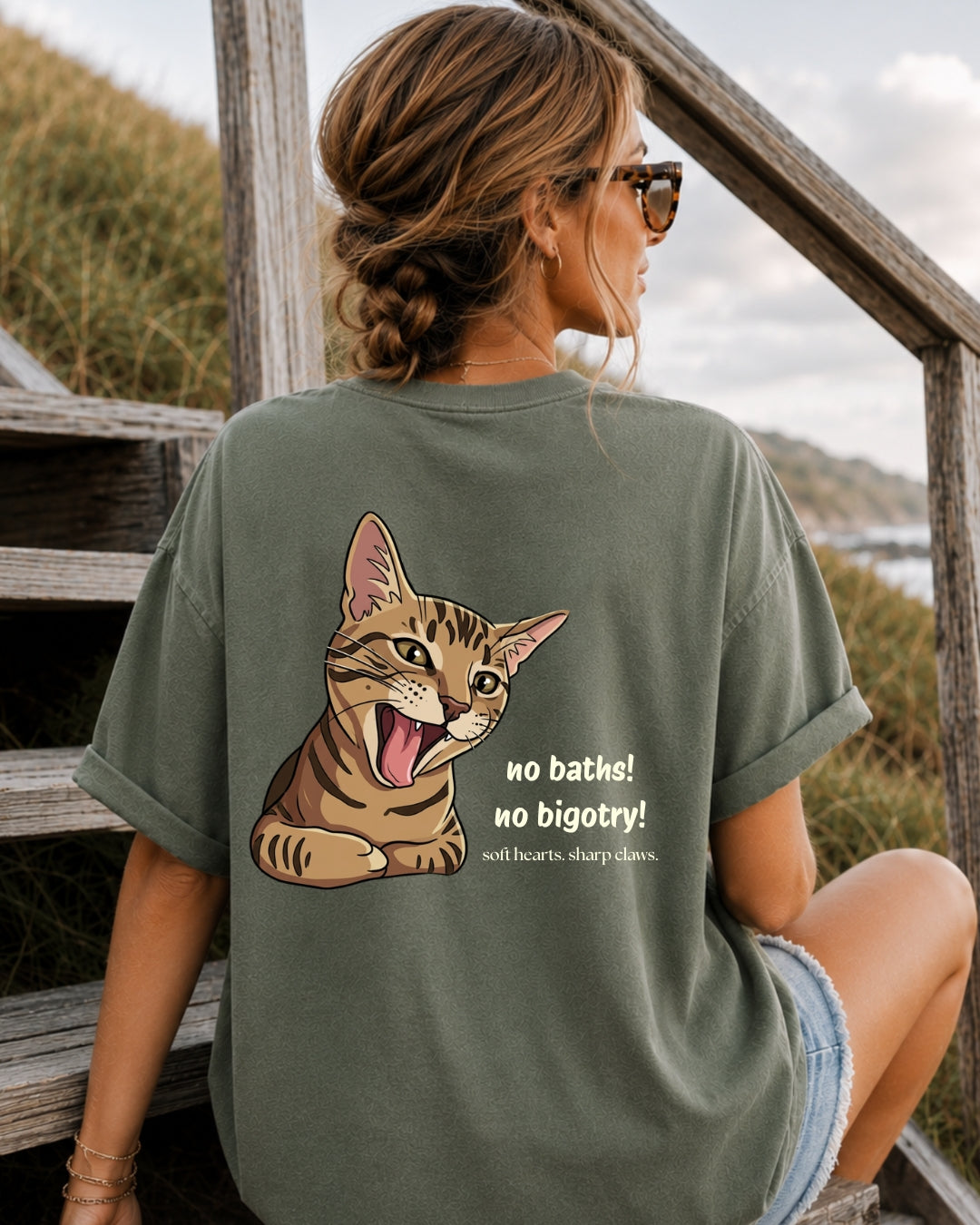 No Baths No Bigotry Cat Shirt | Funny Anti-Bigotry Cat Lover Gift