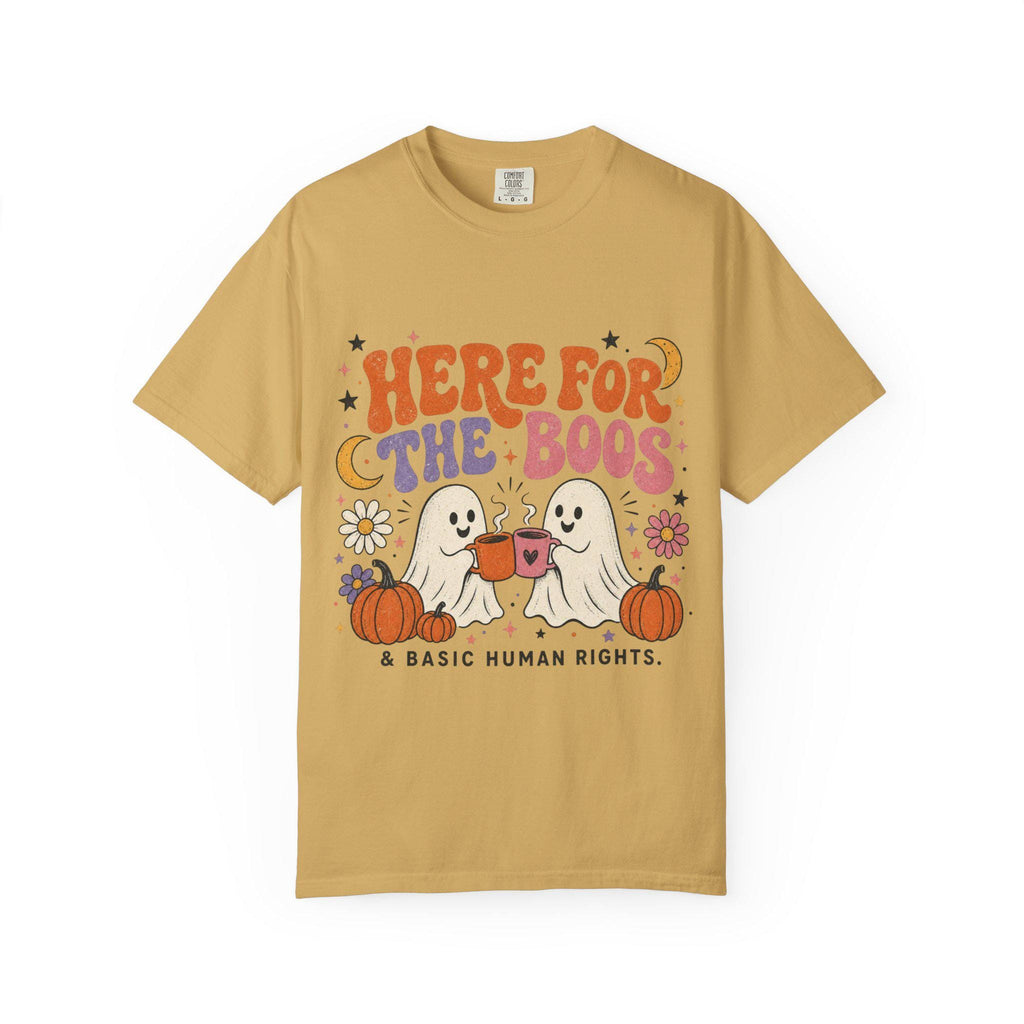 Here for the Boos & Basic Human Rights Shirt | Retro Halloween Ghost Comfort Colors Tee