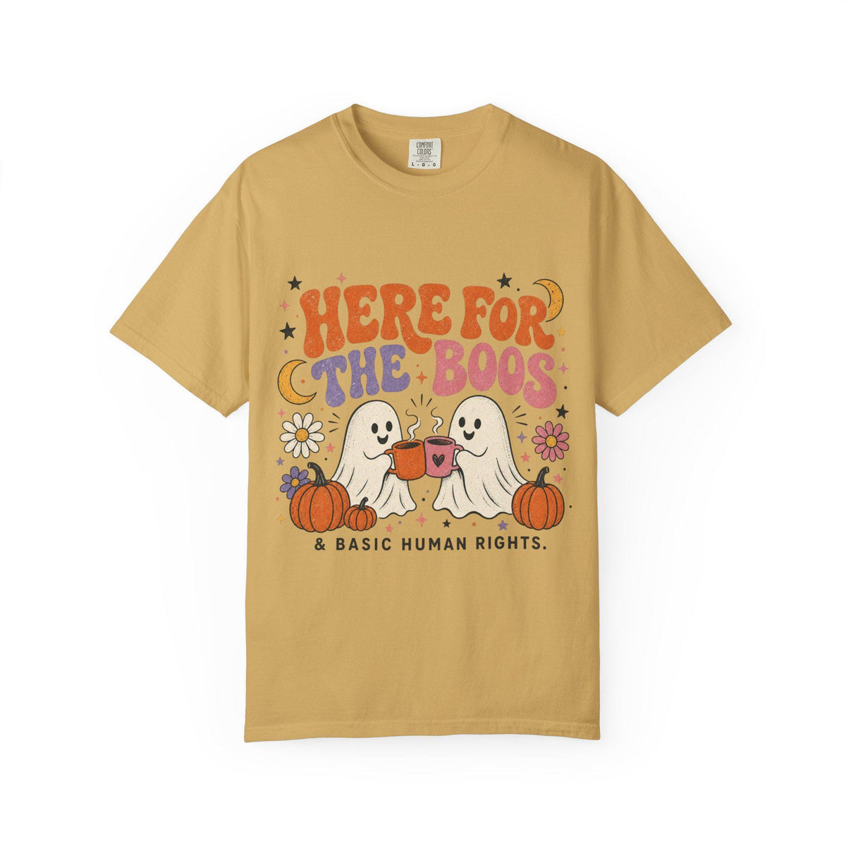 Here for the Boos & Basic Human Rights Shirt | Retro Halloween Ghost Comfort Colors Tee