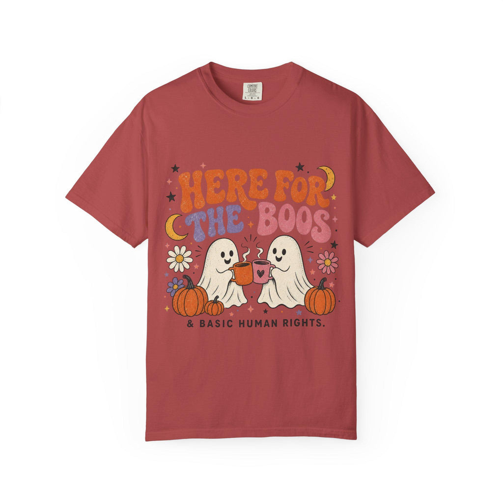 Here for the Boos & Basic Human Rights Shirt | Retro Halloween Ghost Comfort Colors Tee