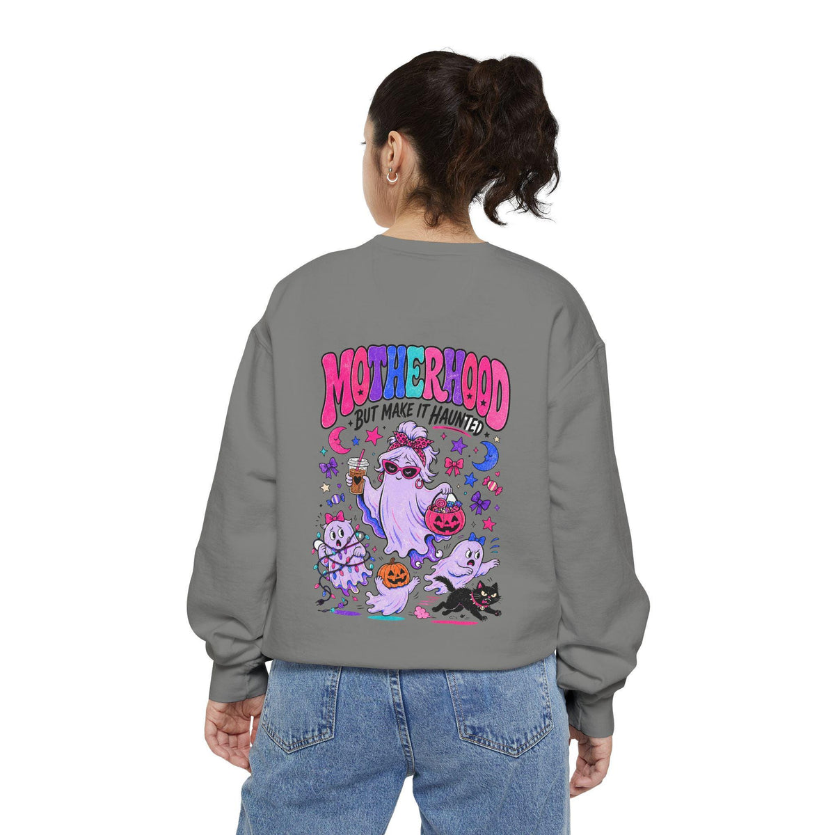 Motherhood But Make It Haunted Sweatshirt | Funny Halloween Mom Crewneck
