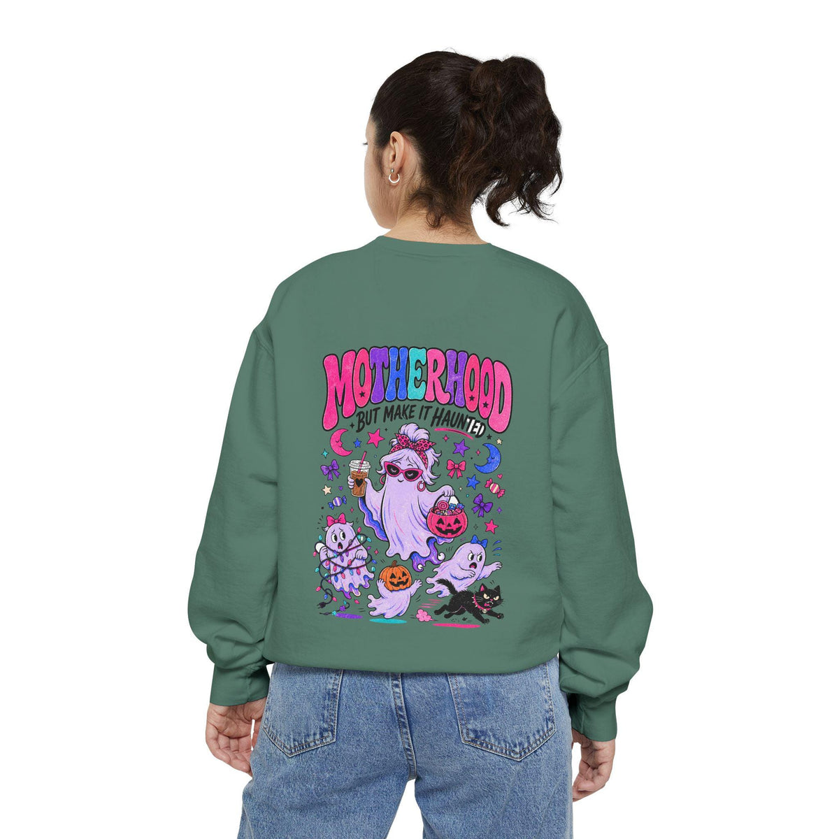 Motherhood But Make It Haunted Sweatshirt | Funny Halloween Mom Crewneck