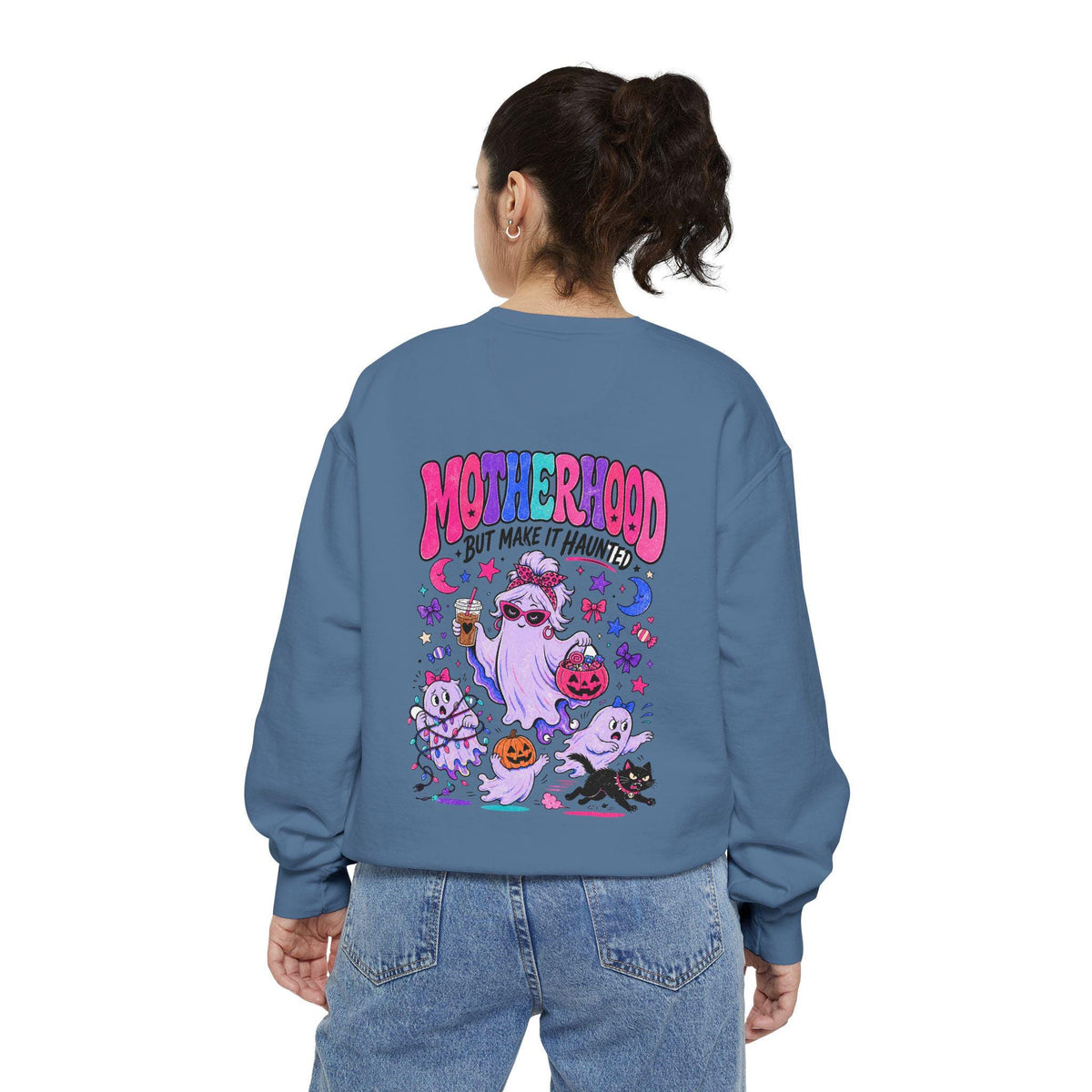Motherhood But Make It Haunted Sweatshirt | Funny Halloween Mom Crewneck