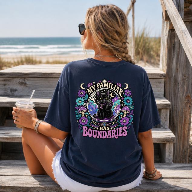 My Familiar Has Boundaries Shirt | Witchy Black Cat Comfort Colors Tee