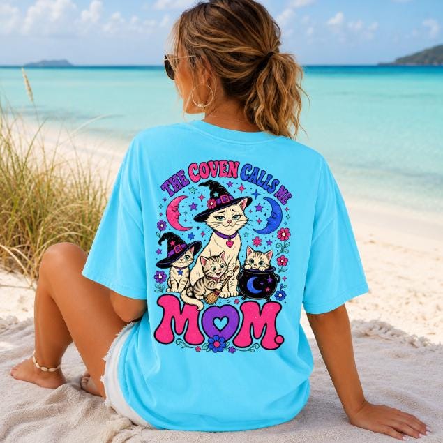 The Coven Calls Me Mom Shirt | Witchy Cat Mom Comfort Colors Tee