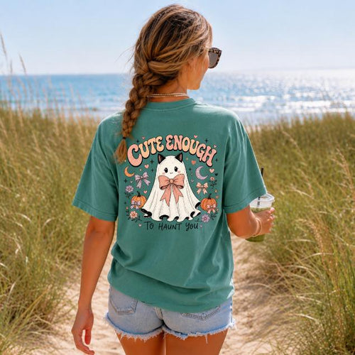 Ghost Cat Halloween Shirt | Coquette Spooky Season Tee