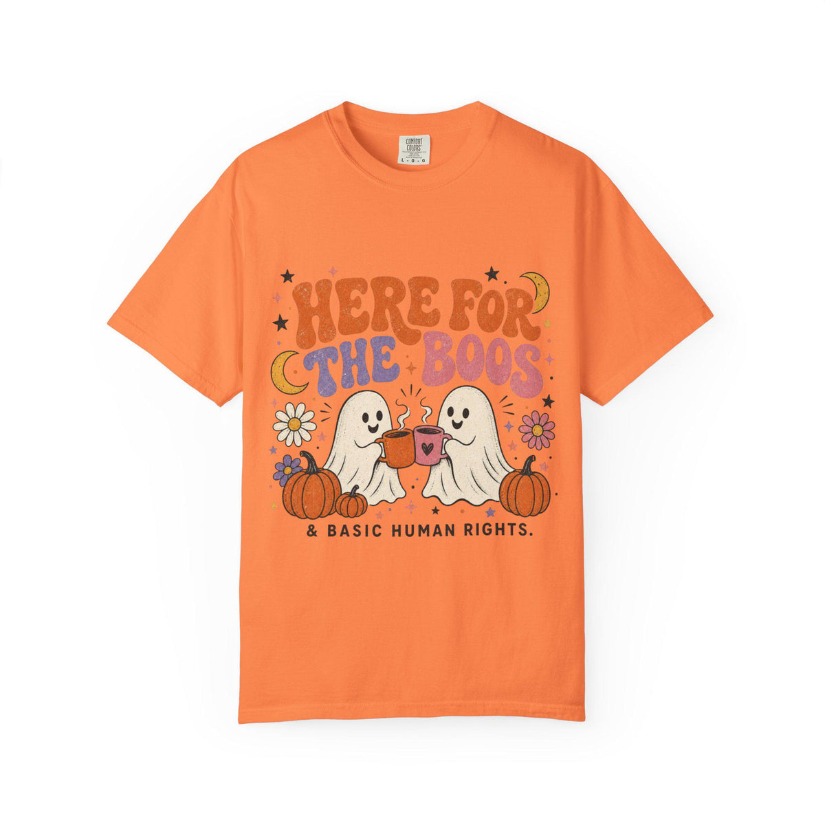 Here for the Boos & Basic Human Rights Shirt | Retro Halloween Ghost Comfort Colors Tee