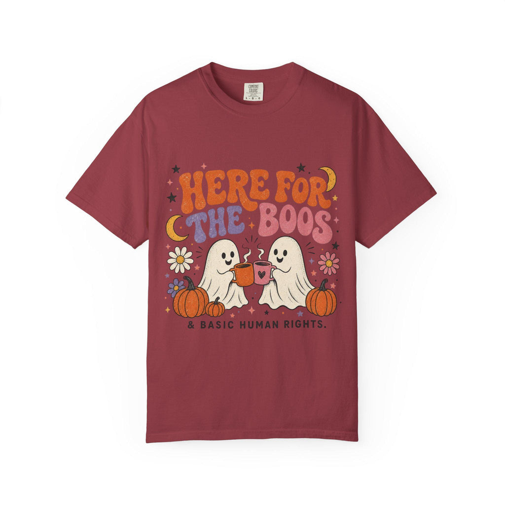 Here for the Boos & Basic Human Rights Shirt | Retro Halloween Ghost Comfort Colors Tee