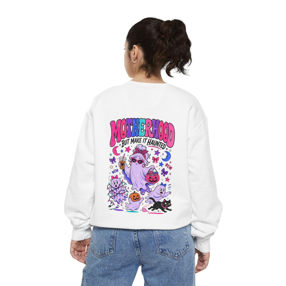 Motherhood But Make It Haunted Sweatshirt | Funny Halloween Mom Crewneck