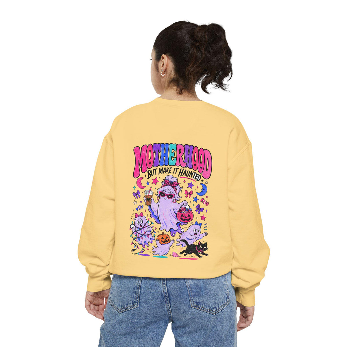 Motherhood But Make It Haunted Sweatshirt | Funny Halloween Mom Crewneck