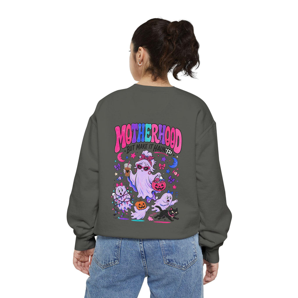 Motherhood But Make It Haunted Sweatshirt | Funny Halloween Mom Crewneck