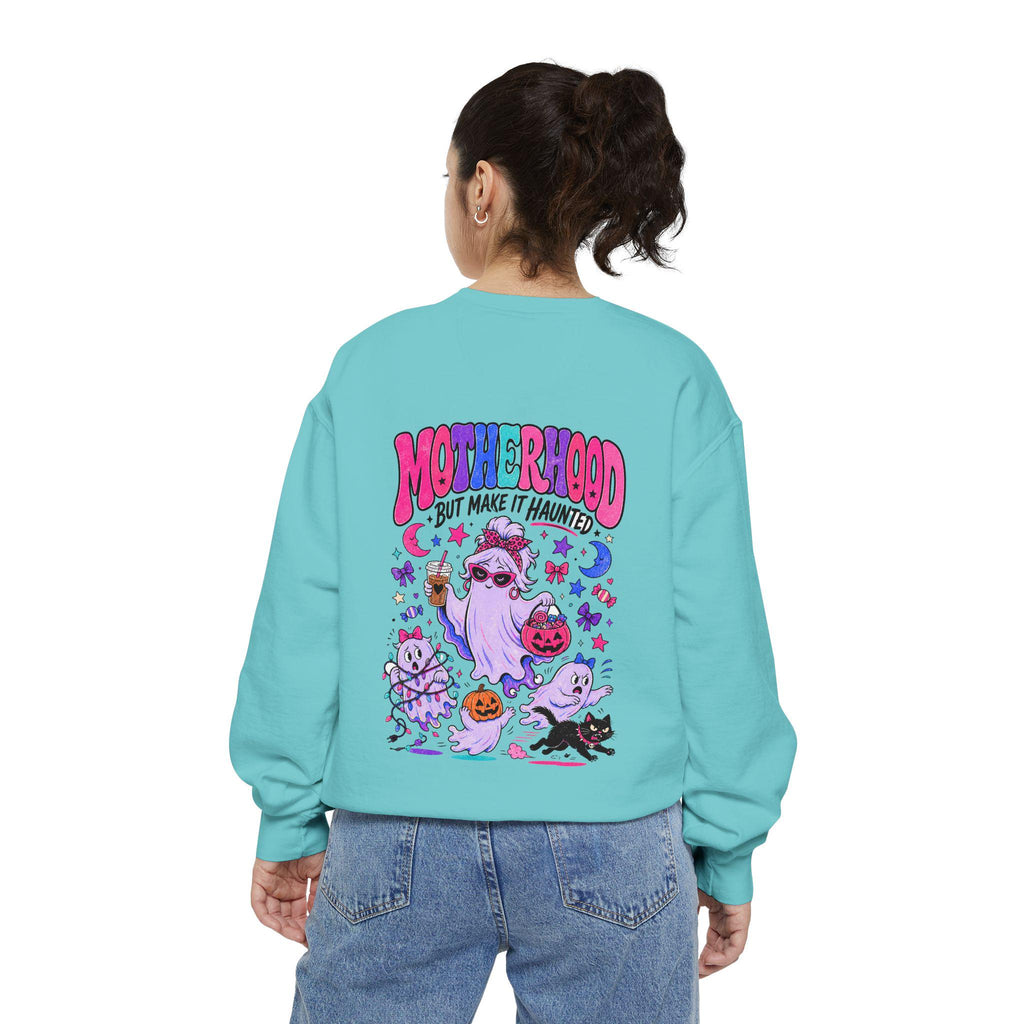 Motherhood But Make It Haunted Sweatshirt | Funny Halloween Mom Crewneck