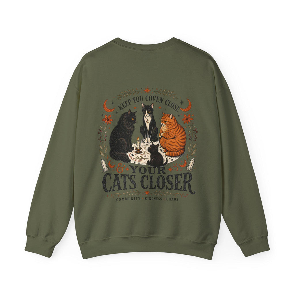 Keep Your Coven Close & Your Cats Closer Sweatshirt | Witchy Cat Halloween Crewneck