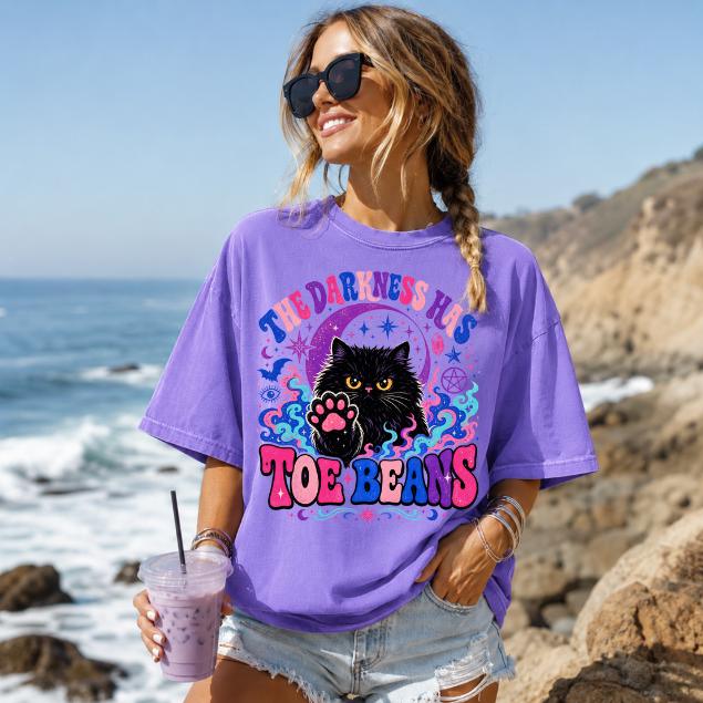 The Darkness Has Toe Beans Shirt | Funny Black Cat Comfort Colors Tee