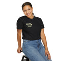 Sage green No Baths No Bigotry cat shirt with small Kindly Feral front chest logo